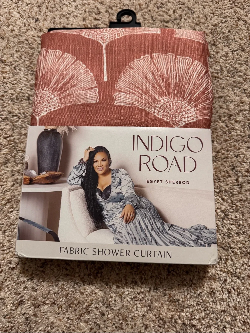 Indigo Road Meru Egypt Sherrod Floral Fabric Shower Curtain 70 x 72 Terracotta